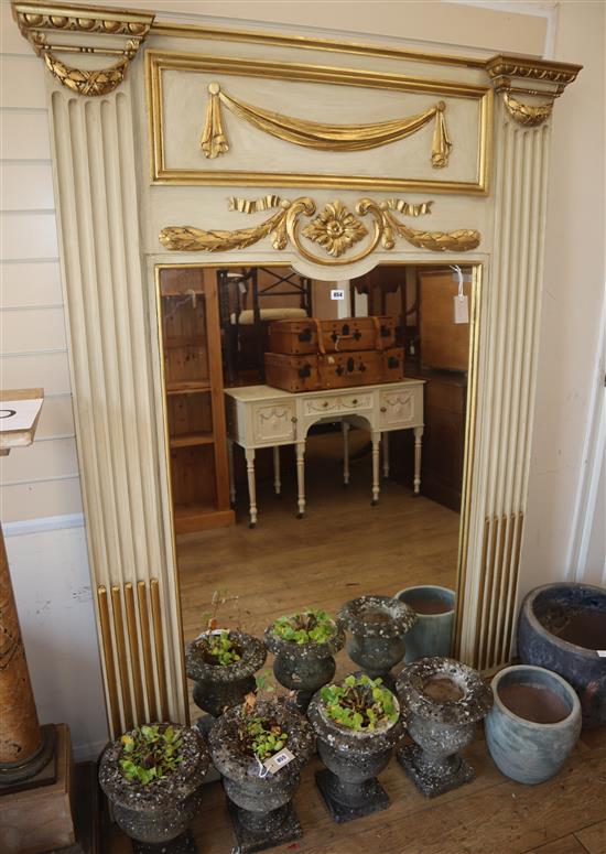 A painted parcel gilt overmantel mirror H.187cm